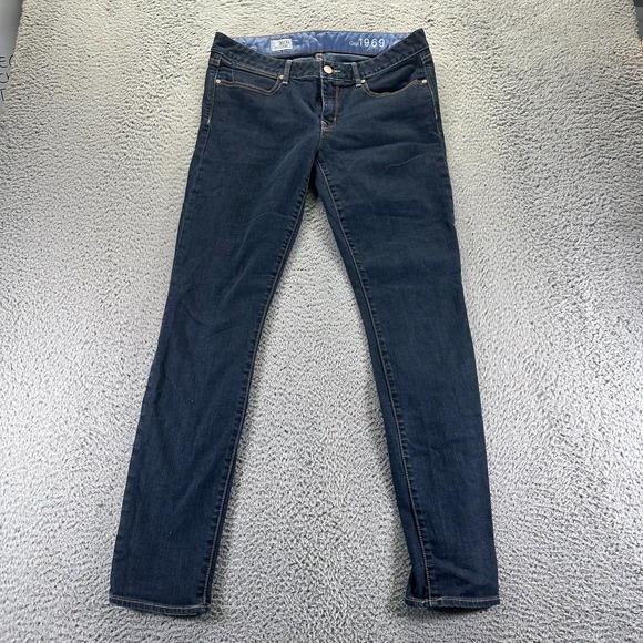 GAP Denim - Gap Jeans Womens 10 Blue Cotton Denim Skinny Workwear Faded Dark Wash Stretch